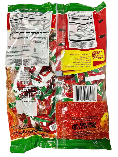 BENY LOCOCHAS REVOLCADAS WATERMELON FLAVOR CHILI COATED HARD CANDY 1LB 3.37OZ. 55 COUNT BAG