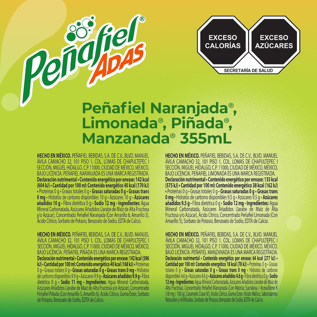 Peñafiel Adas Sabores Surtidos, Botella Pet, 355 ml, 12 piezas