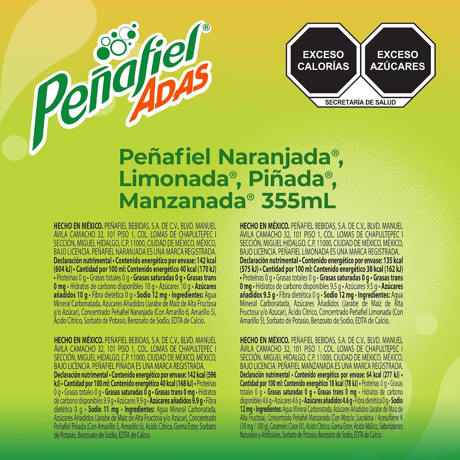 Peñafiel Adas Sabores Surtidos, Botella Pet, 355 ml, 12 piezas