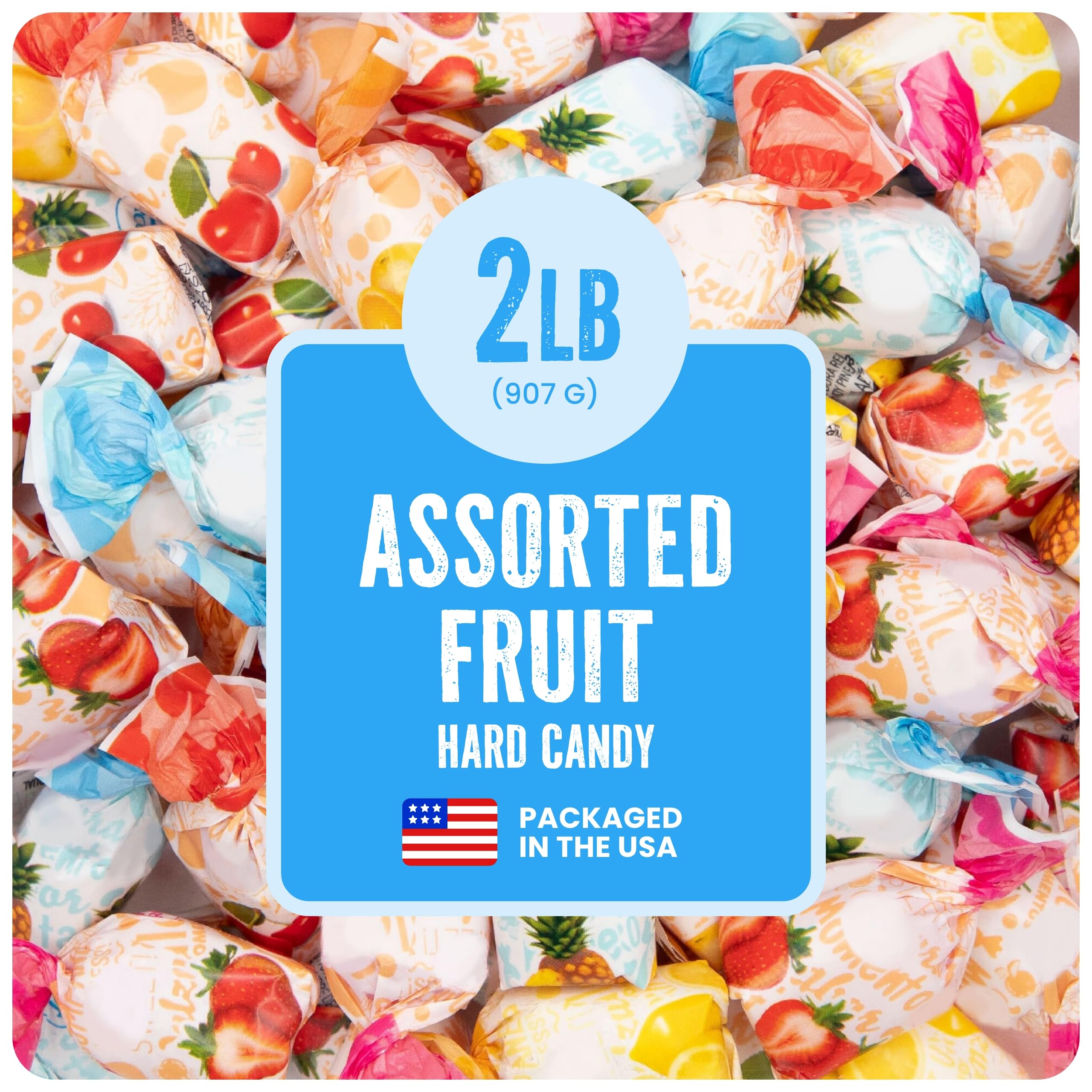 Strawberry Hard Candy Individually Wrapped by Cambie, 2 lbs of Strawberry Candy with a Deliciously Sweet Hard Exterior with a Soft, Fruit-Filled Center