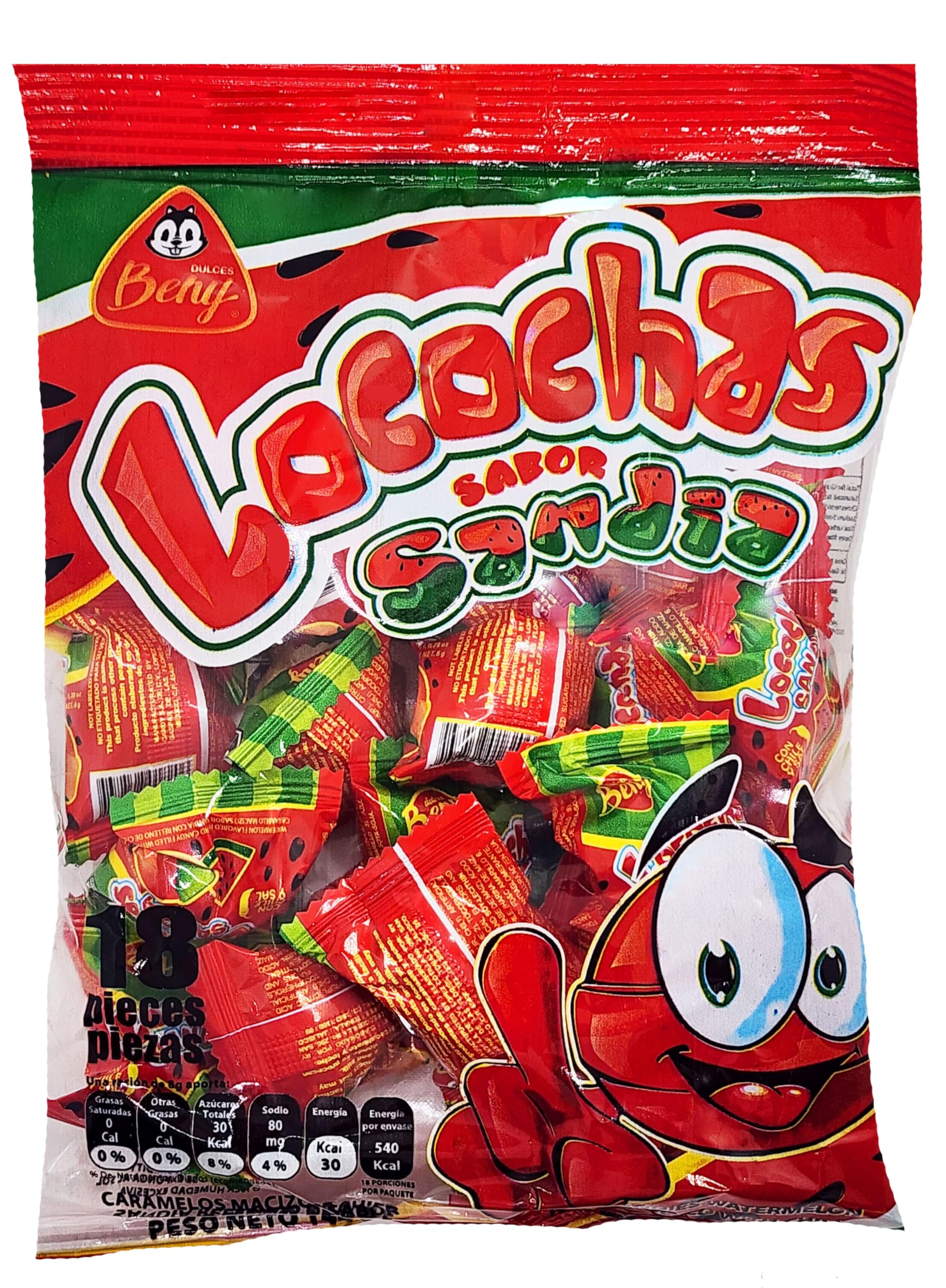 BENY LOCOCHAS PEG BAG HARD CANDY WITH CHILI POWDER CENTER 5.1OZ 18PCS (MIX)