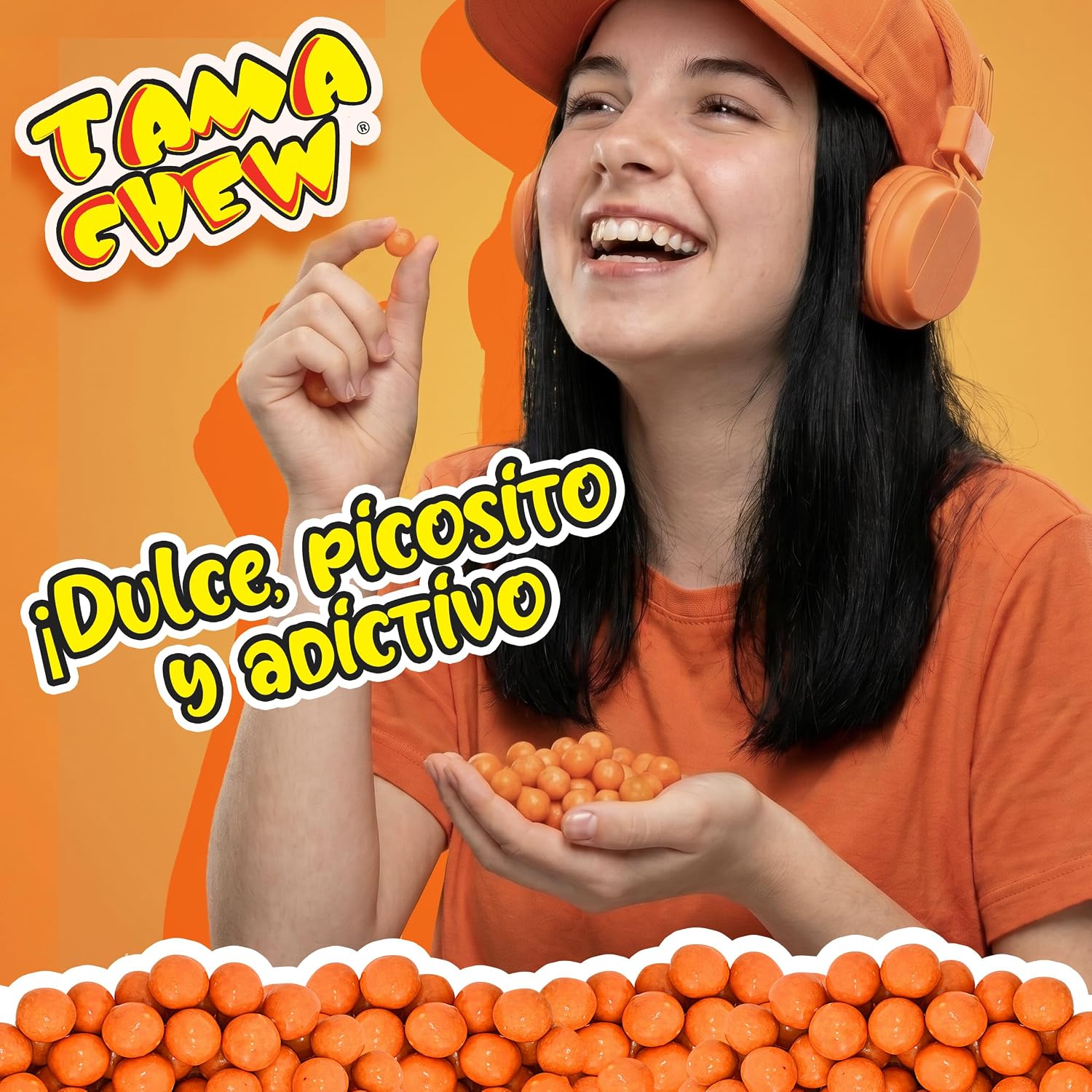 TAMA CHEW Mexican Mango Candy 2.2 lb (1 kg) Bulk Bag - Sweet & Spicy Chili Tamarind Filled Candy Coated Balls, Authentic Mexican Snacks for Party, Piñata & Sharing