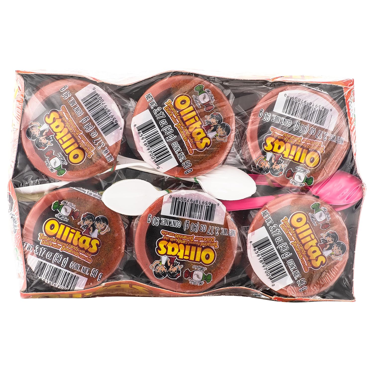 MDM OLLITAS Soft Tamarind flavored candy w/chili in plastic pot 6ct 1b 3.04oz (540g)
