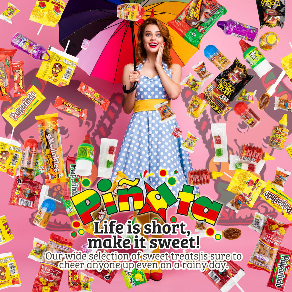Pinata Mexican Candy Box (Tik Tok Slap Pack Tamarindo (9.9 Ounces)(16 Pieces) Slaps Lollipop Candy DIY Kit