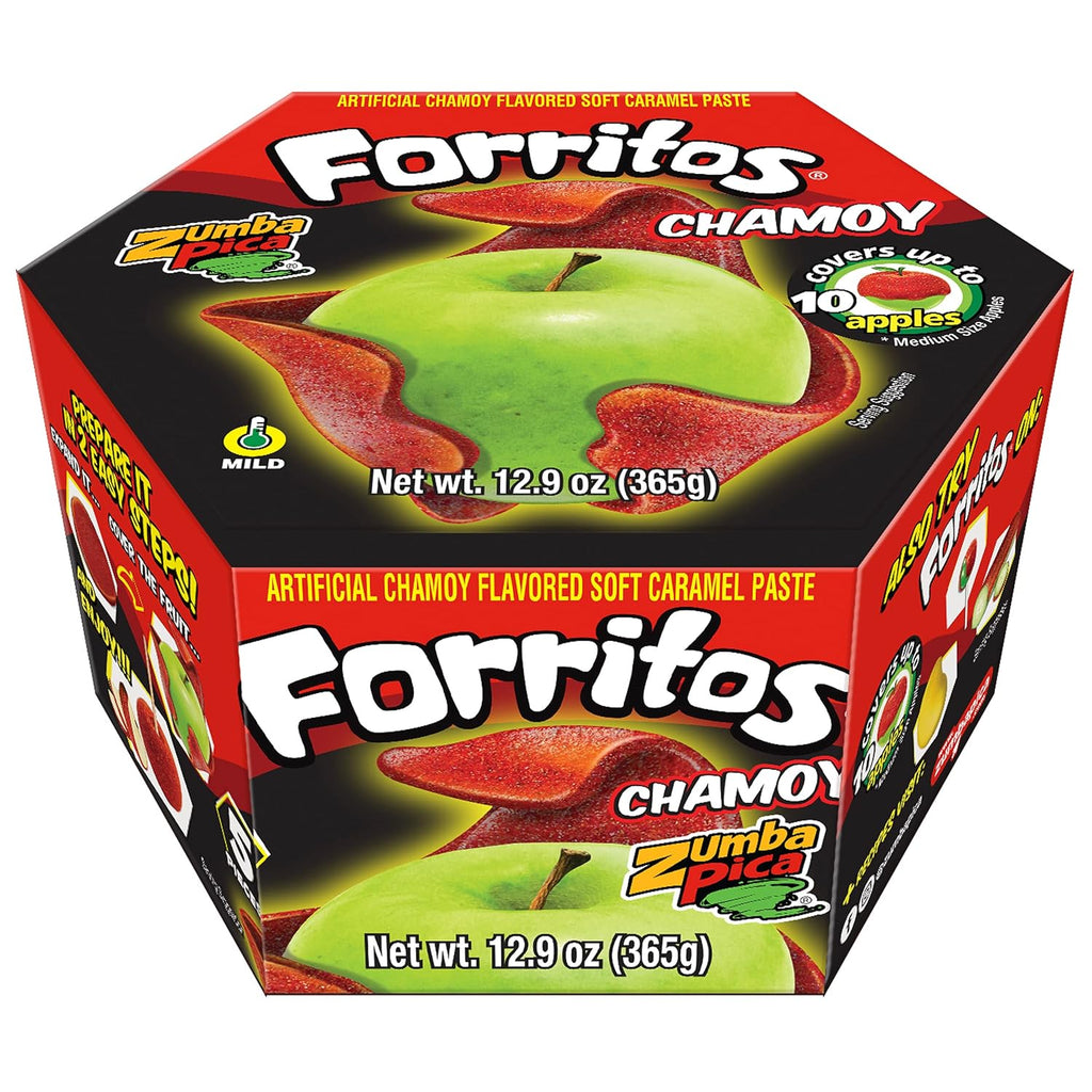 Zumba Pica Forritos Chamoy - Chamoy Flavor Soft Caramel Paste for Apples - Chamoy Paste to Cover Apples - Chamoy Mexican Candy - Caramel Apple Wraps - Forritos Chamoy para Manzanas (5 Count)