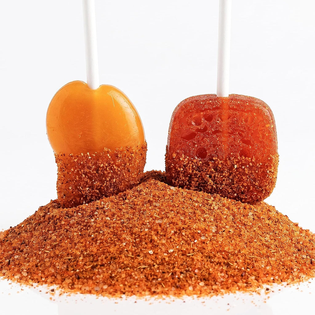 TAMBORETA Mexican Lollipops with Chili Powder 20 Count 11.99 oz (340 g) - Hard Candy Suckers Mango & Watermelon Flavors with Sweet & Spicy Chili Dip, Authentic Mexican Candy