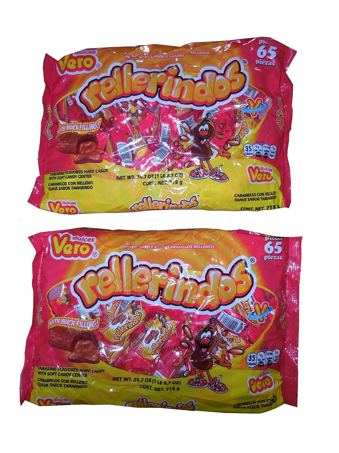 Vero mexicano Tamarindo Candy Rellerindos – 65 unidades 2 unidades