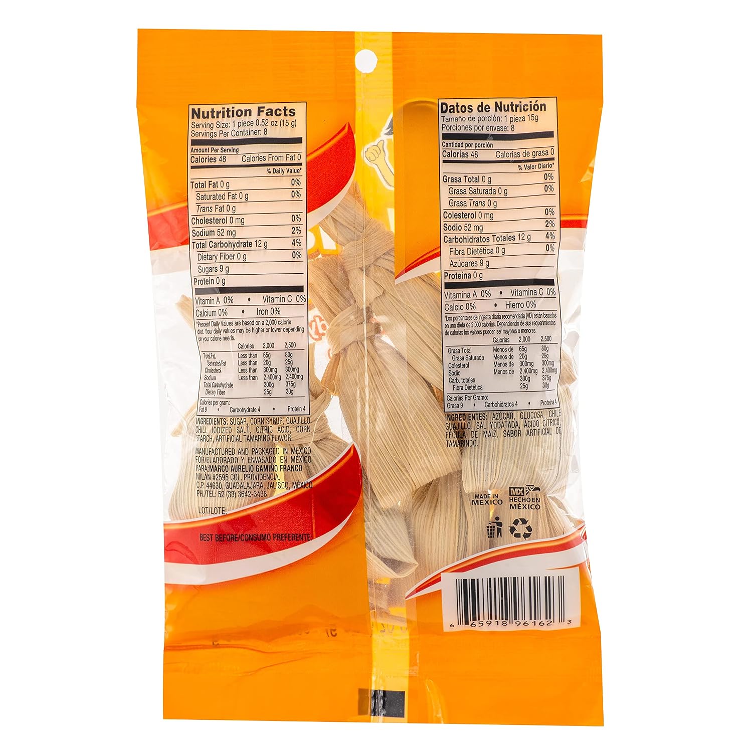 MDM LITTLE TAMAL TAMARIND CANDY TAMALITOS 8PC BAG 4.23OZ