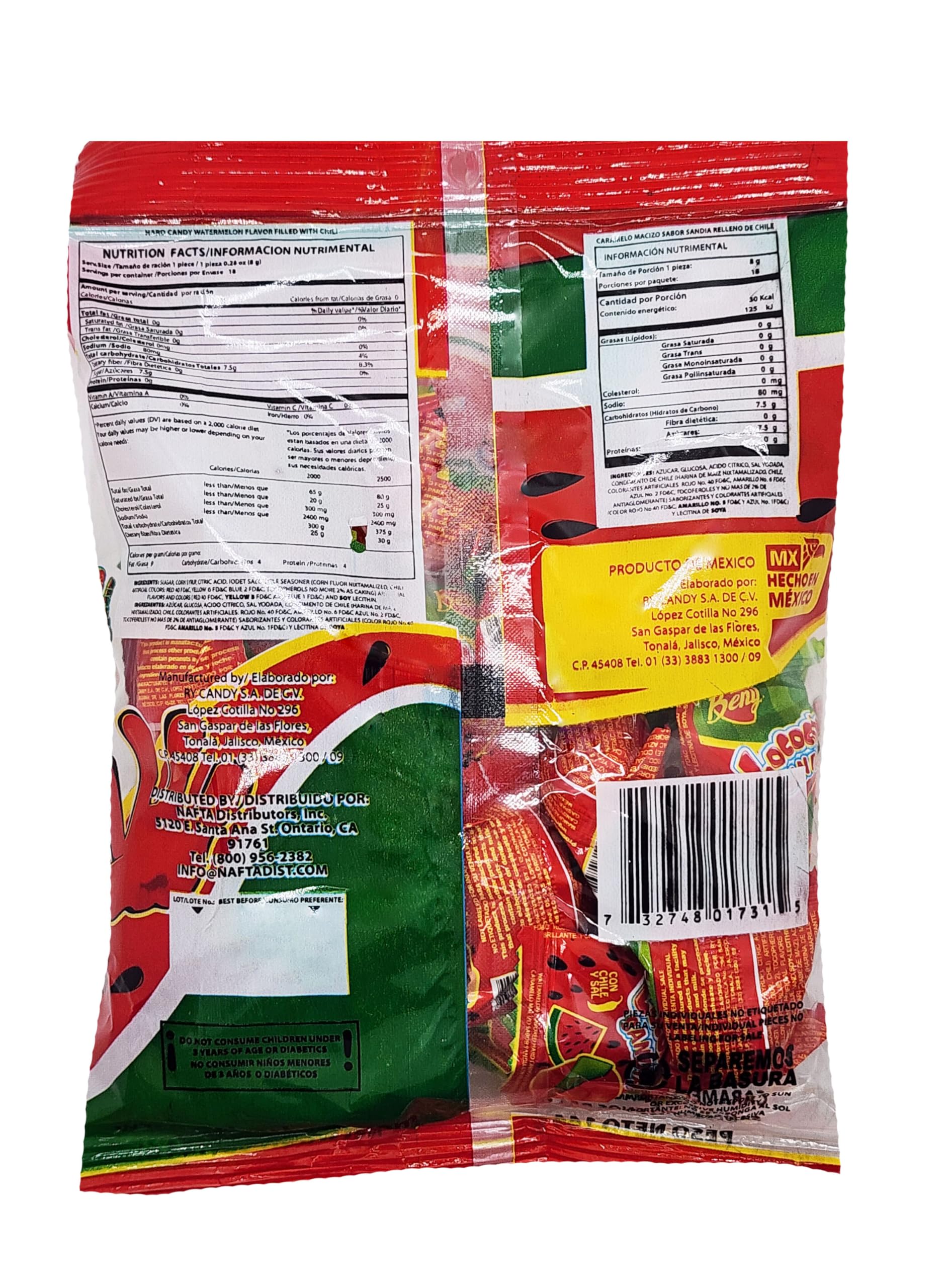 BENY LOCOCHAS PEG BAG HARD CANDY WITH CHILI POWDER CENTER 5.1OZ 18PCS (MIX)