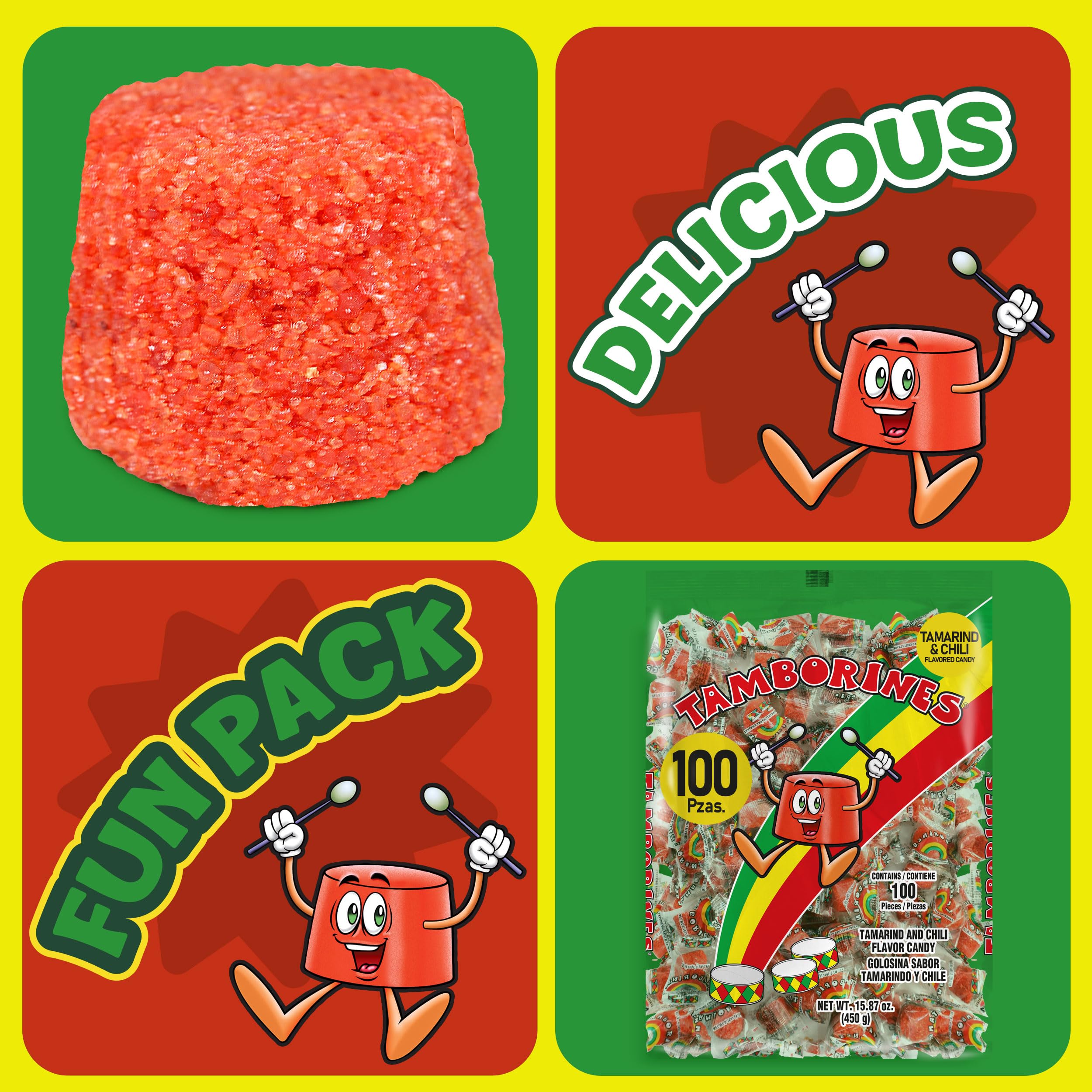 Tamborines Azulitos – Sweet & Spicy Tamarind Candy with Blue Berry Flavor, Individually Wrapped, 100 Pieces – Mexican Bulk Candy