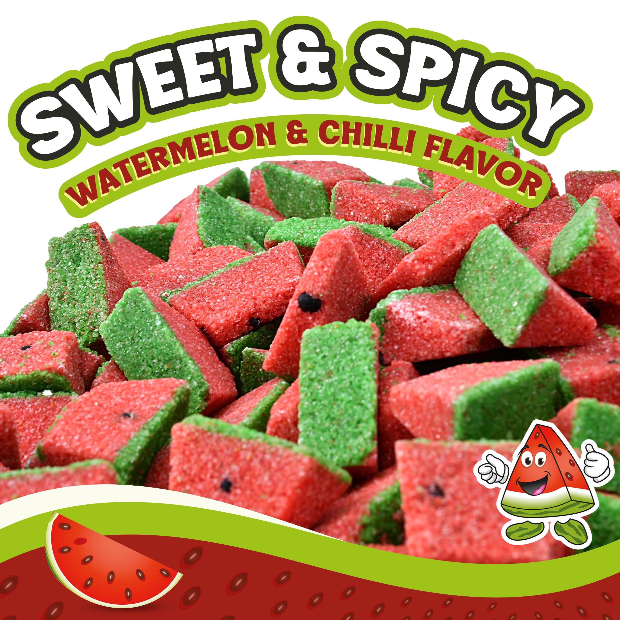 Zandiitas Watermelon Candy 200 Pcs – Authentic Mexican Spicy & Sweet Dulces – Bulk Pack for Piñatas, Party Favors, Hispanic Candy Bowls & Traditional Mexican Treats