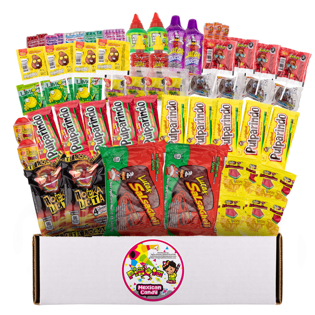 Pinata Mexican Candy Box (Tik Tok Slap Pack Tamarindo (9.9 Ounces)(16 Pieces) Slaps Lollipop Candy DIY Kit
