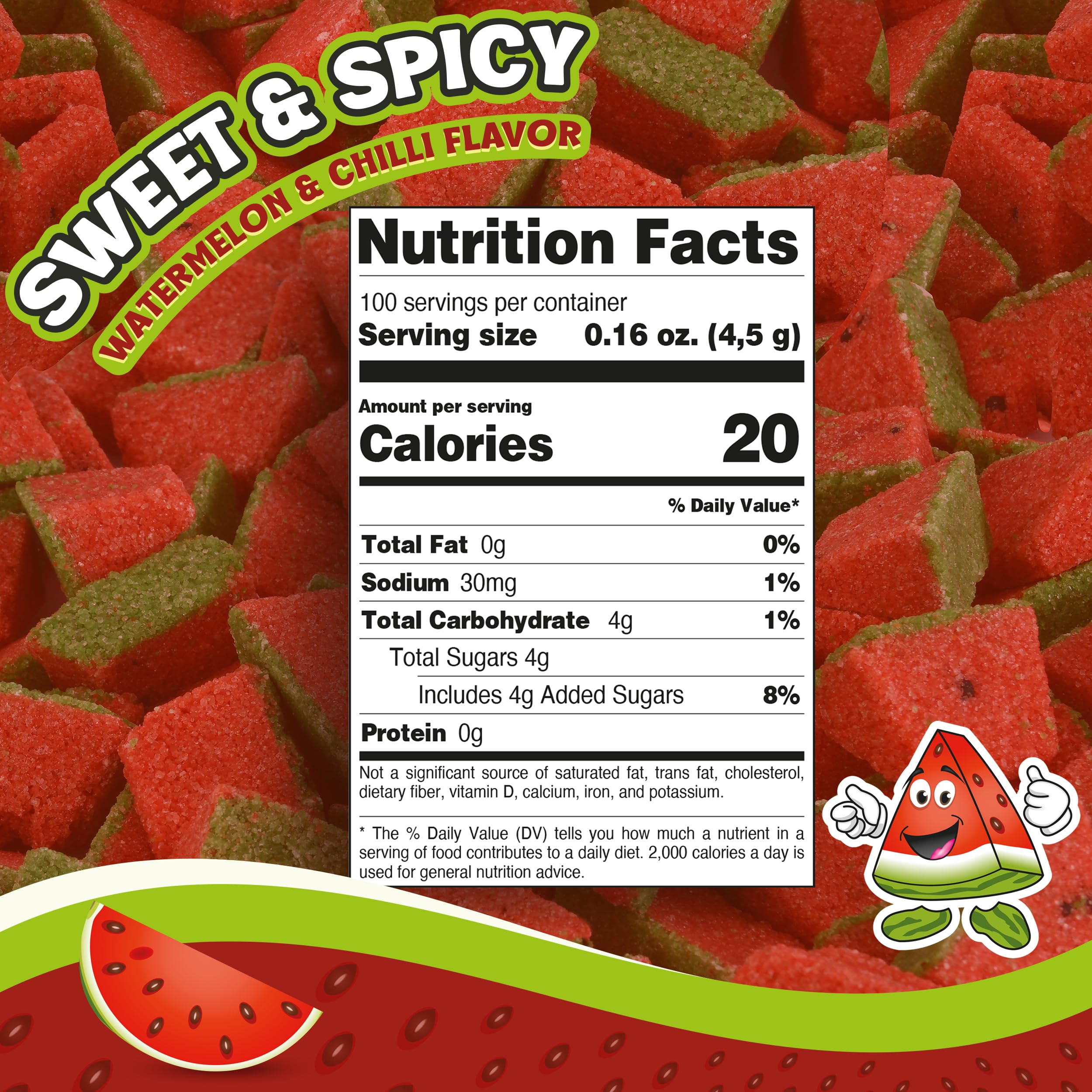 Zandiitas Watermelon Candy 200 Pcs – Authentic Mexican Spicy & Sweet Dulces – Bulk Pack for Piñatas, Party Favors, Hispanic Candy Bowls & Traditional Mexican Treats