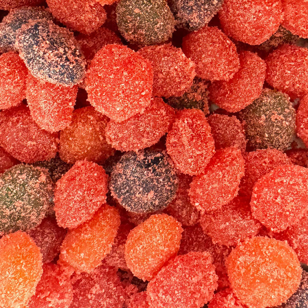 Sour Blue Raspberry Gushers — Candy Coated with Extra Powder | 7 Flavors Available | 0.25lb, 0.5lb & 1lb Bags (4oz, Chamoy Tajin)