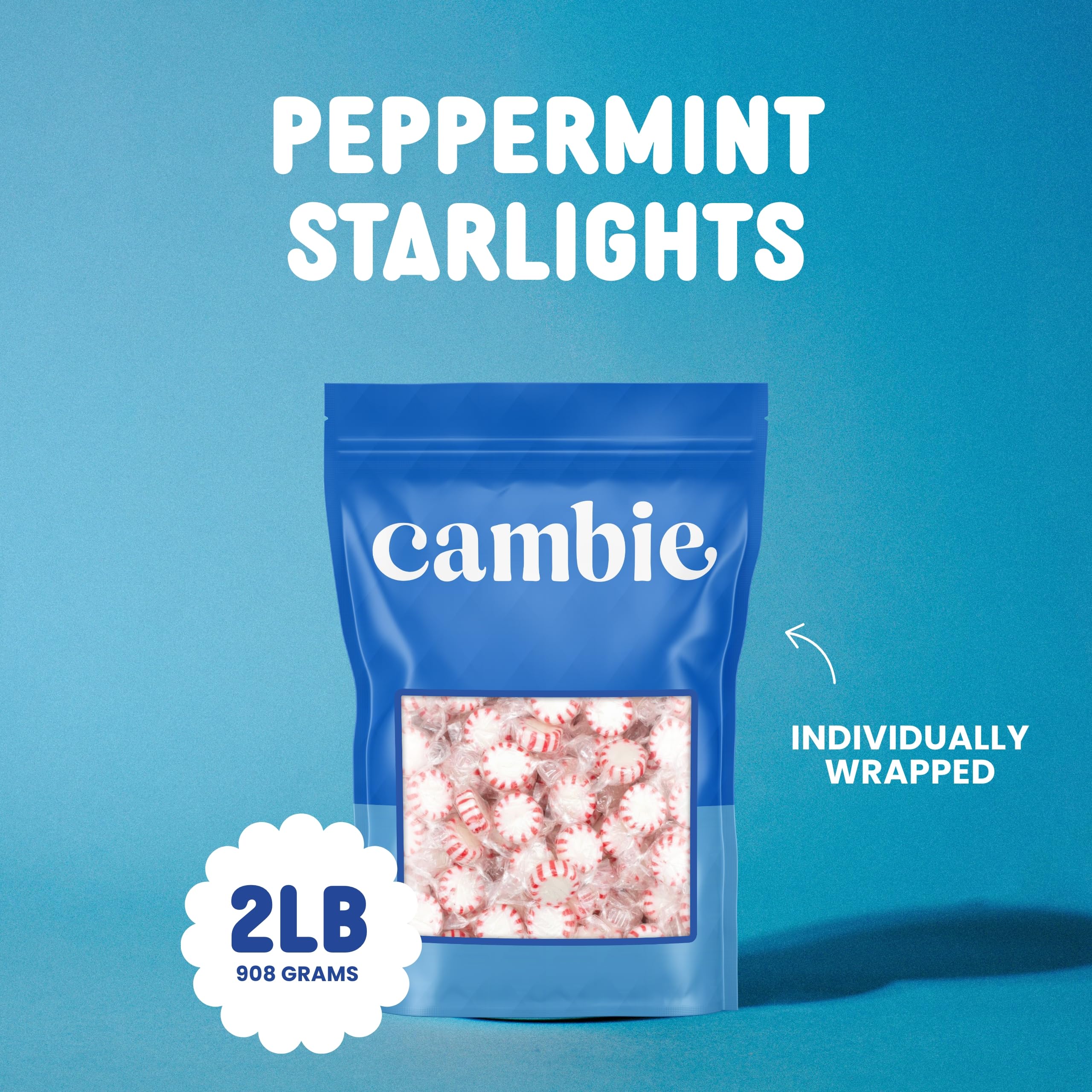 Strawberry Hard Candy Individually Wrapped by Cambie, 2 lbs of Strawberry Candy with a Deliciously Sweet Hard Exterior with a Soft, Fruit-Filled Center