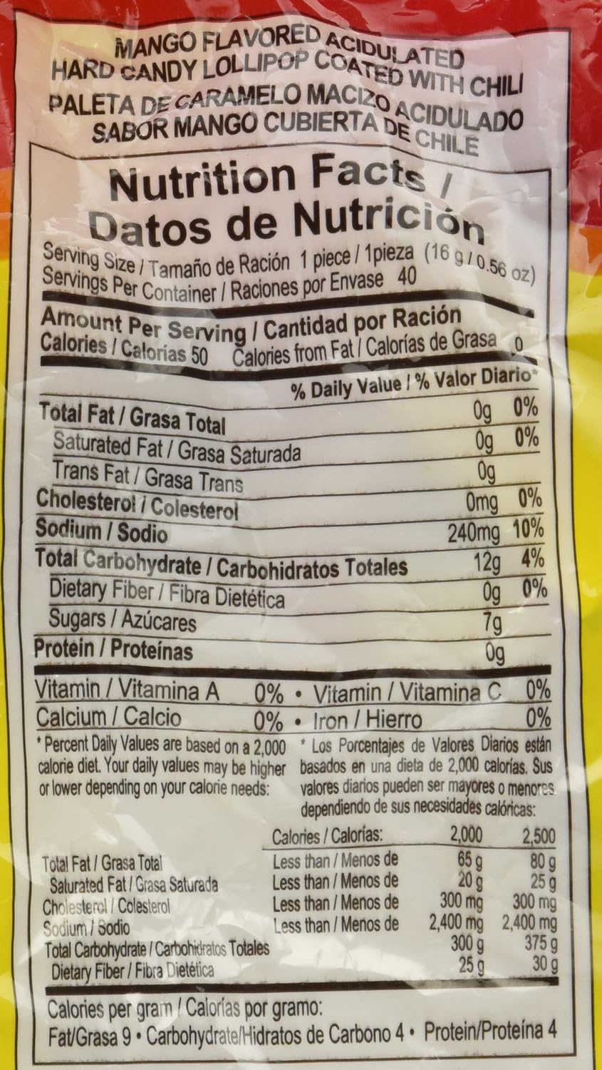 Vero Mango, Chili Covered Mango Flavored Lollipops, 40 Pieces