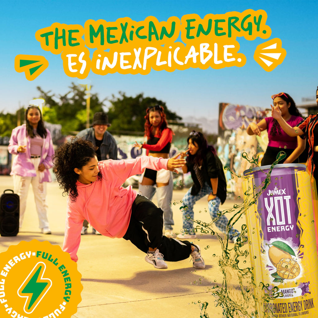 Jumex XOT Energy Drink - Fruit Punch - Natural Caffeine from Mexican Coffee Beans - Carbonated Preworkout with Vitamin B2, B3, B5, B12 - Mexican Drinks - Bebidas Energéticas - 12 Fl oz, 12 Pack Cans