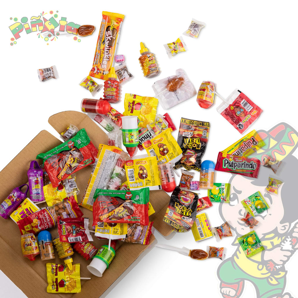 Pinata Mexican Candy Box (Tik Tok Slap Pack Tamarindo (9.9 Ounces)(16 Pieces) Slaps Lollipop Candy DIY Kit