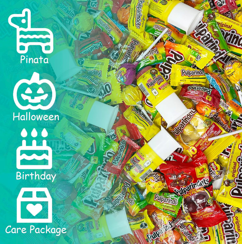 Mexgrim Mexican Candy Variety Pack, 3 lbs.Bag Individually Wrapped,Dulces Mexicanos, Bulk Mix filled with Pulparind, Perfect for piñata stuffers & Mexican Party