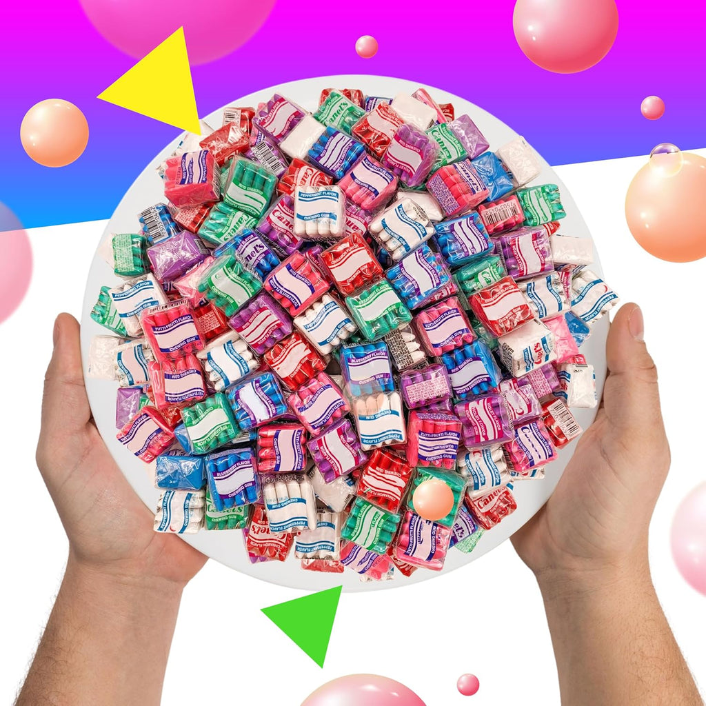 Mexican Chewing Gum, Assorted Flavors, 90 Mini Packs, 1 Lb Bag | Violet, Fruit, Mint, Cinnamon, Individually Wrapped Gum Bulk