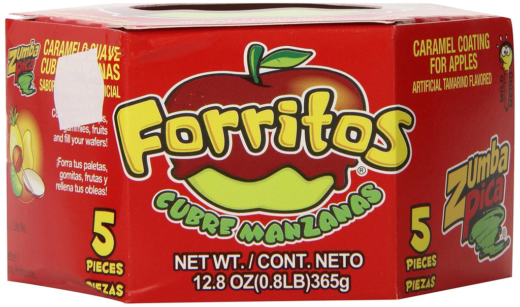 Zumba Pica Forritos - Tamarind Flavor Soft Caramel Paste for Apples - Tamarind Paste to Cover Apples - Tamarindo Mexican Candy - Caramel Apple Wraps - Forritos Tamarindo para Manzanas (5 Count)