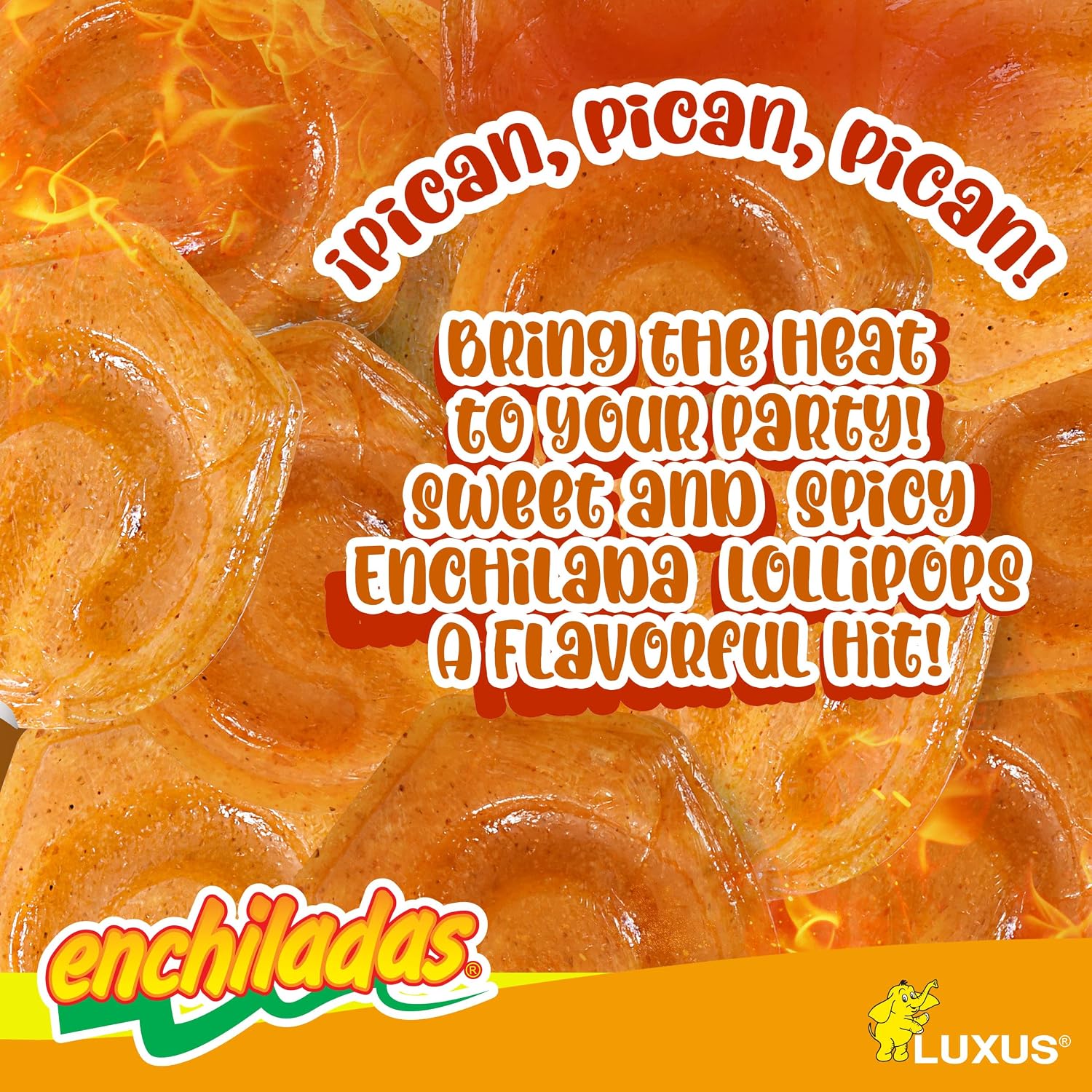 Enchiladas Luxus 50 ct – Athentic Spicy Mexican Candy Chili Mango & Pineapple Flavor – Dulces Mexicanos Picantes para Piñatas, Fiestas Infantiles & Bulk Party Bags – Dulce Mexicano