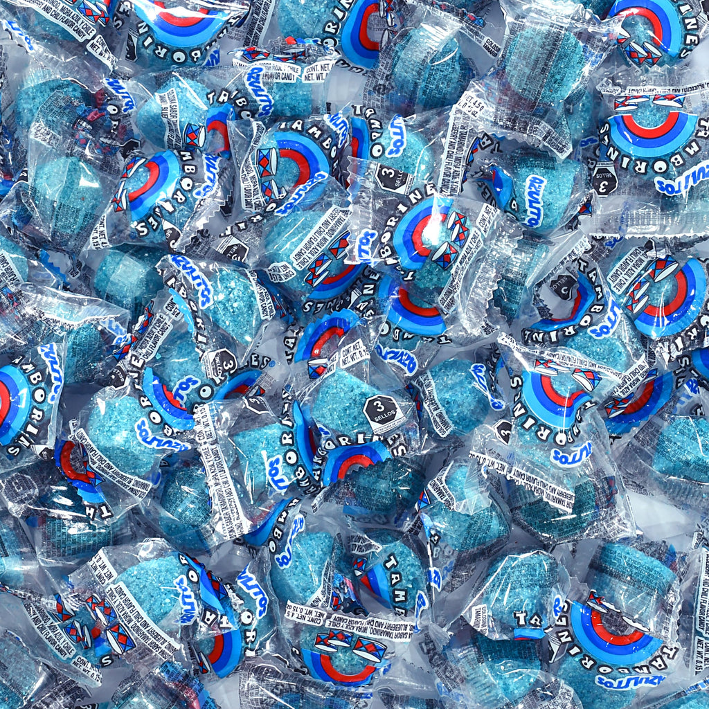 Tamborines Azulitos – Sweet & Spicy Tamarind Candy with Blue Berry Flavor, Individually Wrapped, 100 Pieces – Mexican Bulk Candy