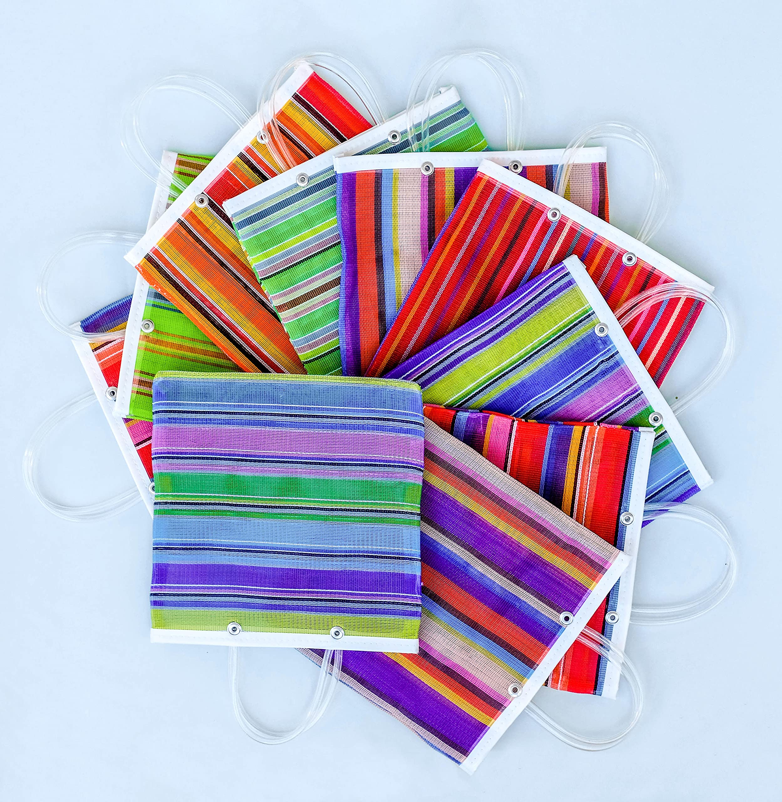 La Sol Imports Bolsitas Mexicanas Para Dulces Mini Mercado Bags Tote Para Dulces De Cumpleaños Goodie Bags Morralitos Dulceros Colorful Mesh Party Favor Perfect Size (7.5in x 7.5in) (12x)