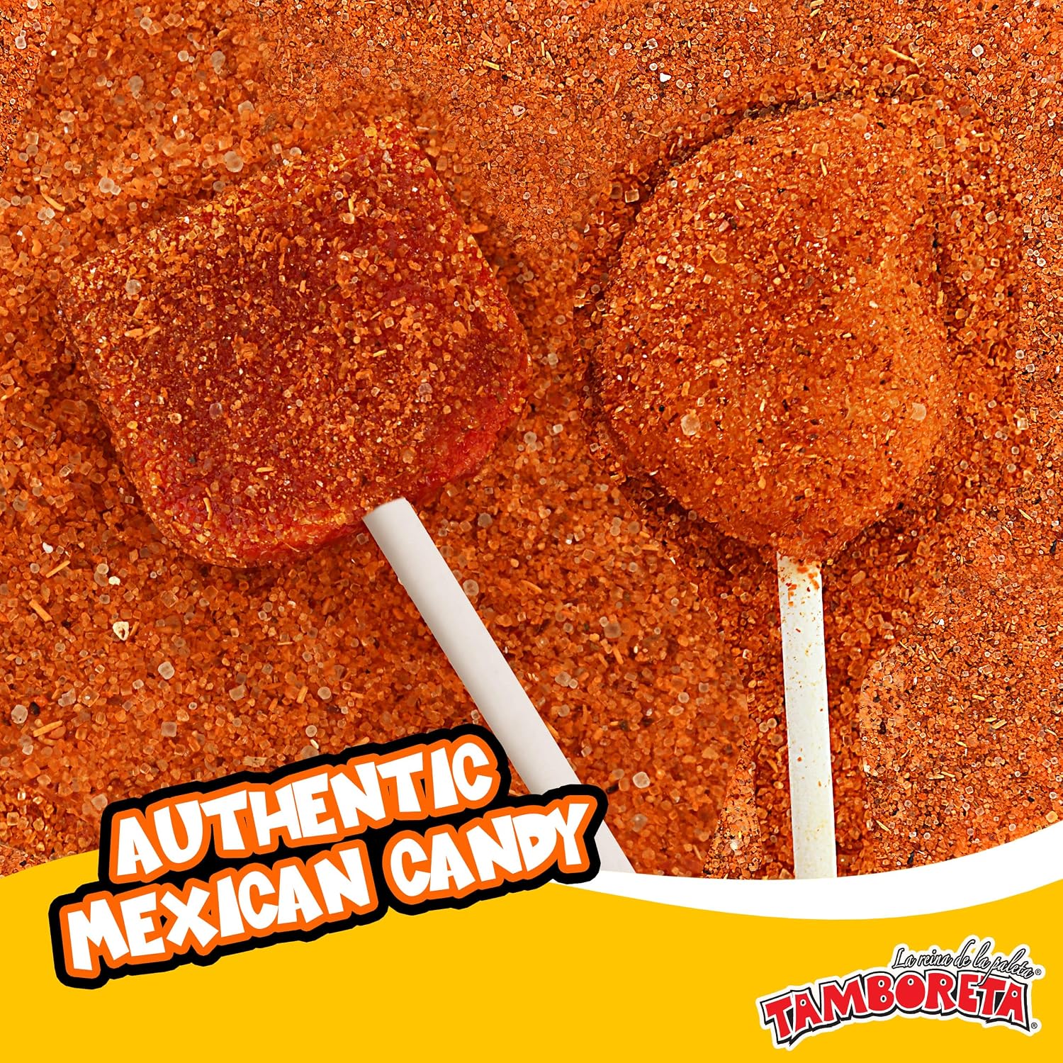 TAMBORETA Mexican Lollipops with Chili Powder 20 Count 11.99 oz (340 g) - Hard Candy Suckers Mango & Watermelon Flavors with Sweet & Spicy Chili Dip, Authentic Mexican Candy