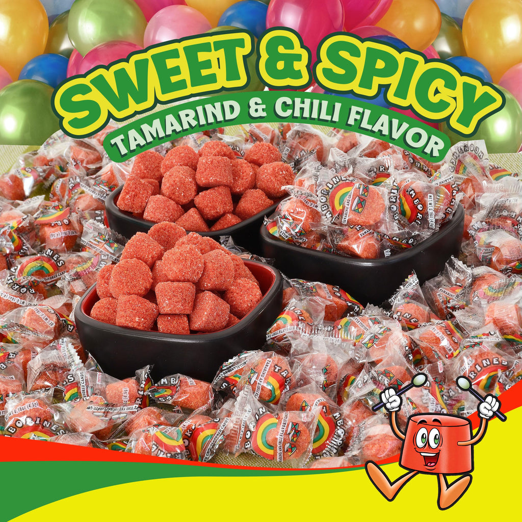 Tamborines Azulitos – Sweet & Spicy Tamarind Candy with Blue Berry Flavor, Individually Wrapped, 100 Pieces – Mexican Bulk Candy