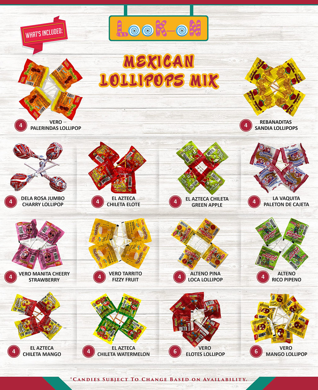 Mexican Candy Lollipops - Dulce Mexicanos Surtidos - Variety Pack of Sweet, Sour, Salty & Spicy - Mexican Candies Snacks (36 Count)